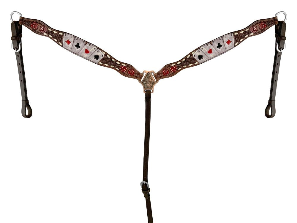 Rider's Luck Tooled Leather Browband Headstall and Breast Collar