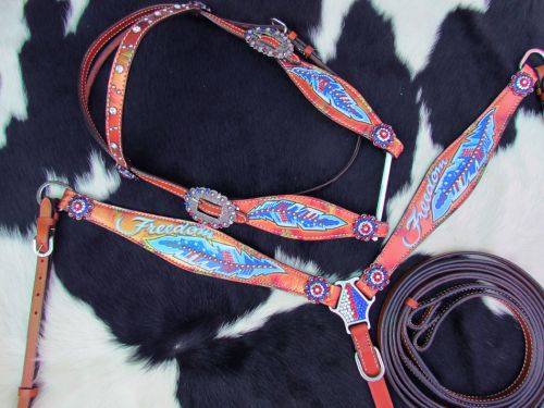 Klassy Cowgirl Leather Headstall & Breast Collar Set w/ Louis
