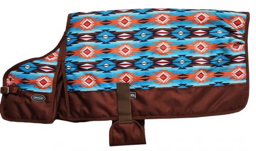 Large Teal and Orange Southwest Design Waterproof Dog Blanket-1200 Denier-FREE SHIPPING