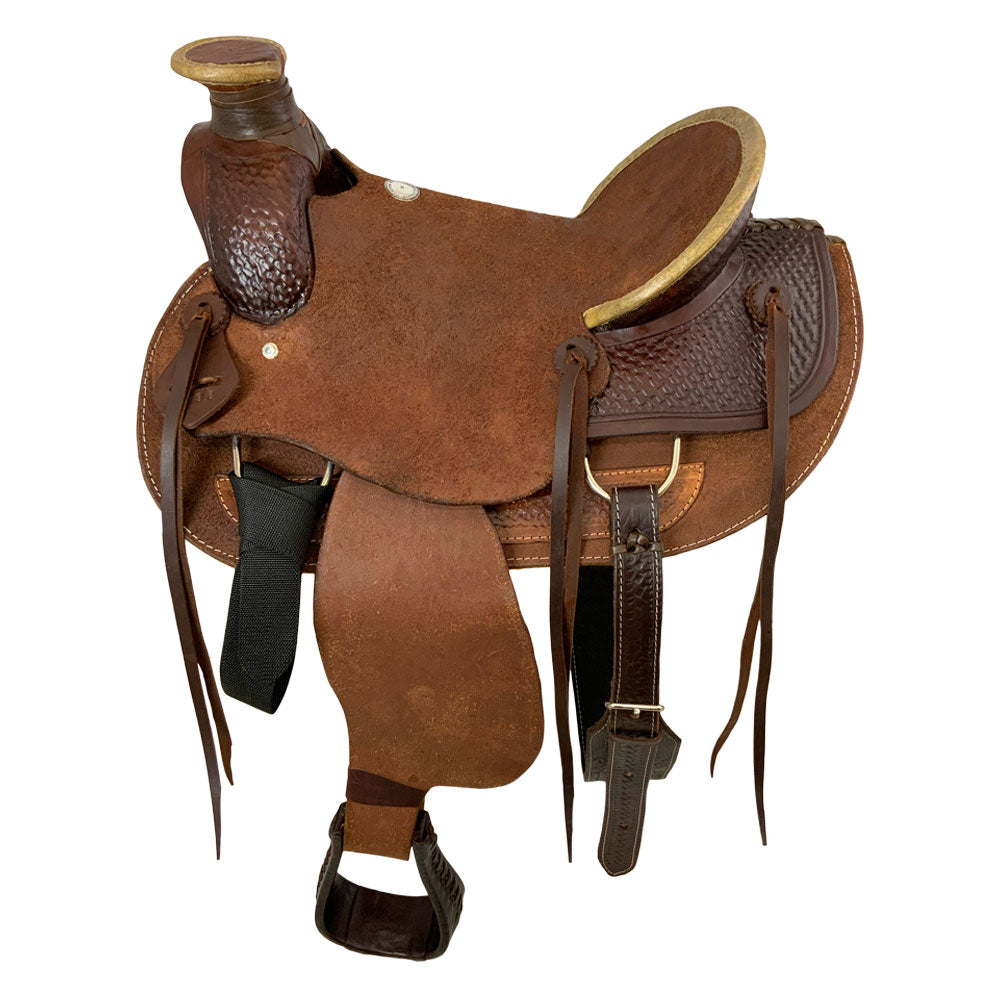 16 Inch Chocolate Roughout Roper Saddle - FREE SHIPPING