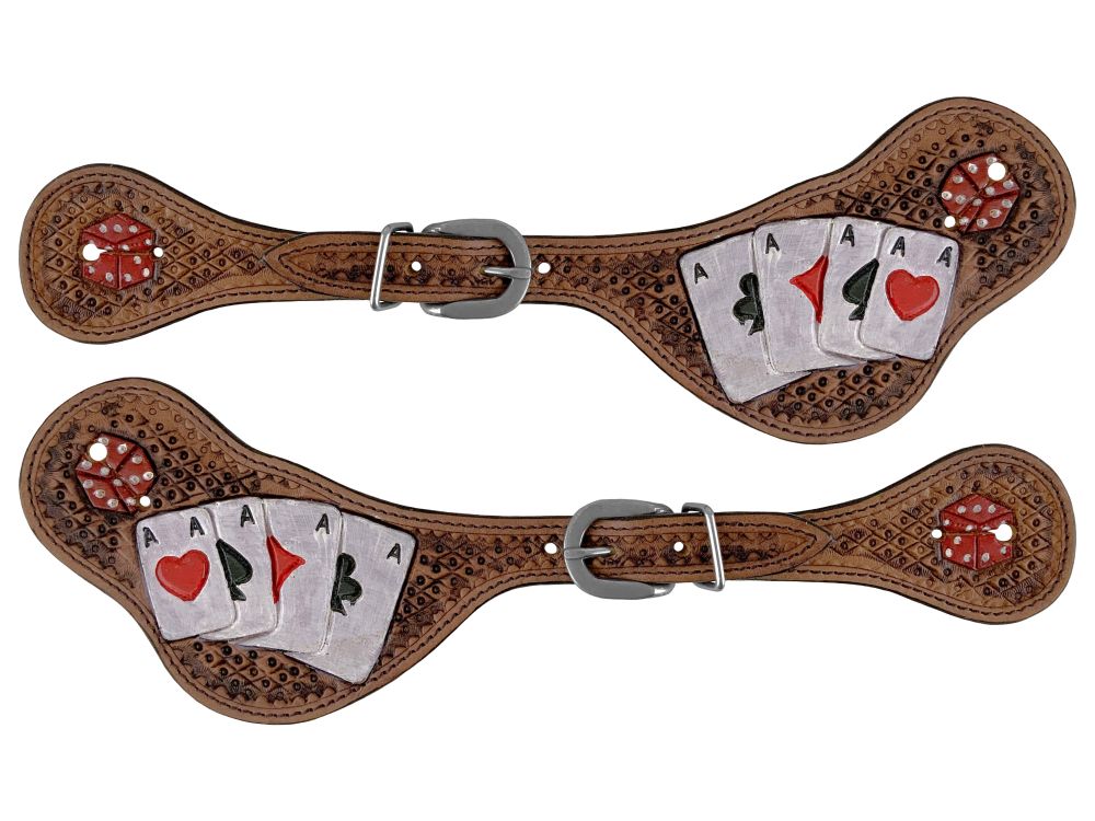 Rider's Luck Ladies Tooled Leather Spur Straps-FREE SHIPPING
