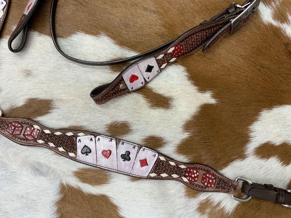 Rider s Luck Tooled Leather Browband Headstall and Breast Collar Set FREE SHIPPING