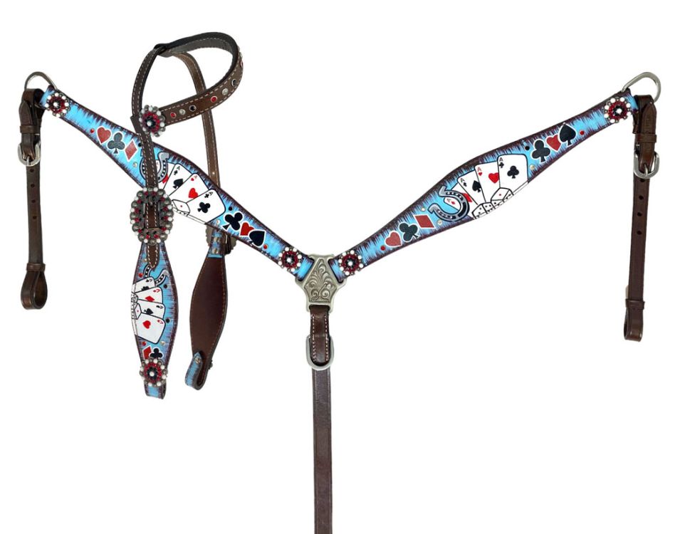 Electric Aces One Ear Headstall and Breast Collar Set-FREE SHIPPING