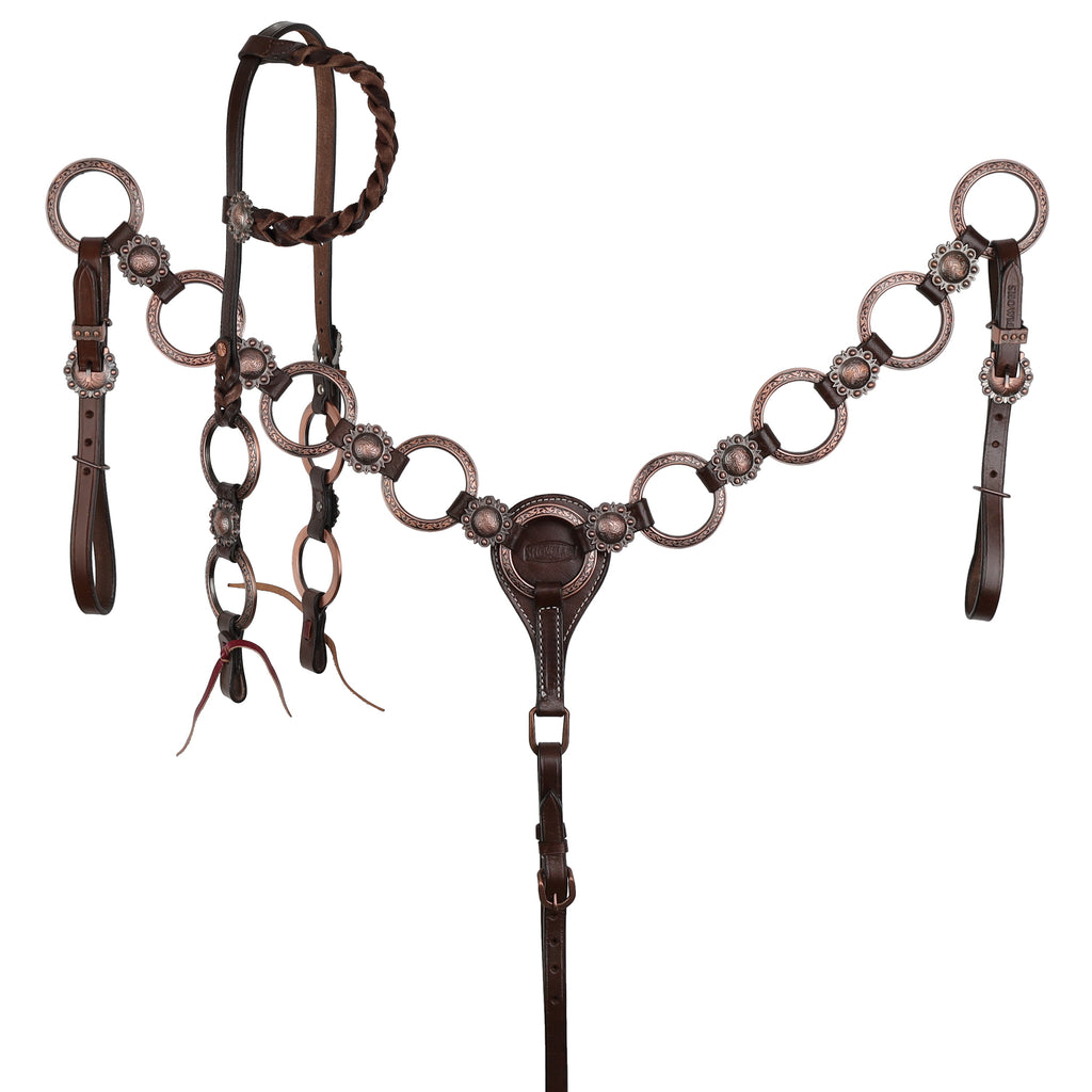 Rings One Ear Headstall and Breastcollar Set- ROUGH RIDER- FREE SHIPPING
