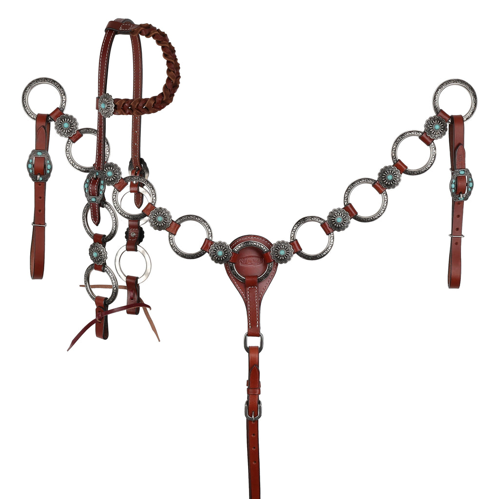 Rings One Ear Headstall and Breastcollar Set-WILDFLOWER HALO- FREE SHIPPING