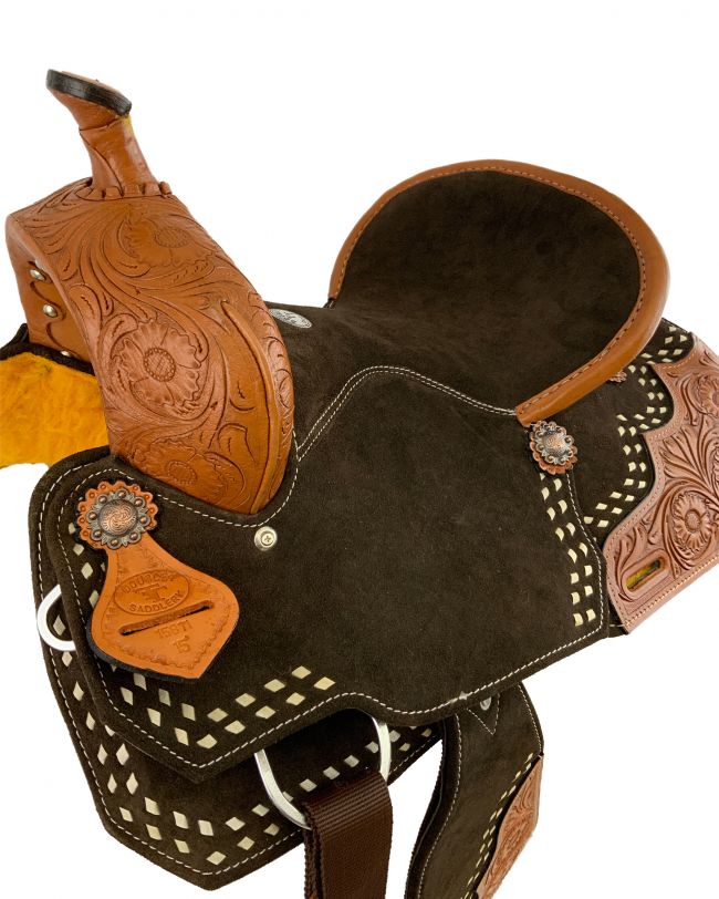 15"  Brown Suede Barrel Saddle-FREE SHIPPING