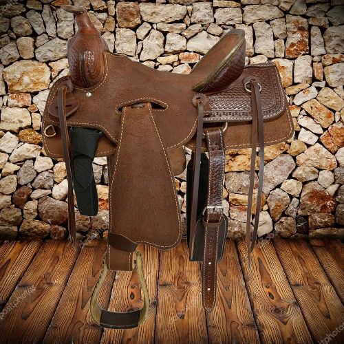 Hard Seat Oiled Roughout Ranch Roper Style Saddle by Buffalo Saddlery - 16 In-FREE SHIPPING