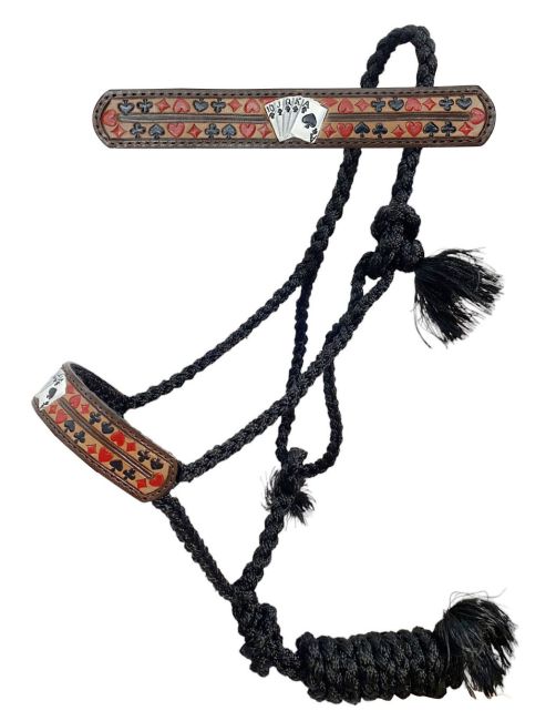 Woven Black Nylon Mule Tape Halter - 'Royal Flush'-FREE SHIPPING