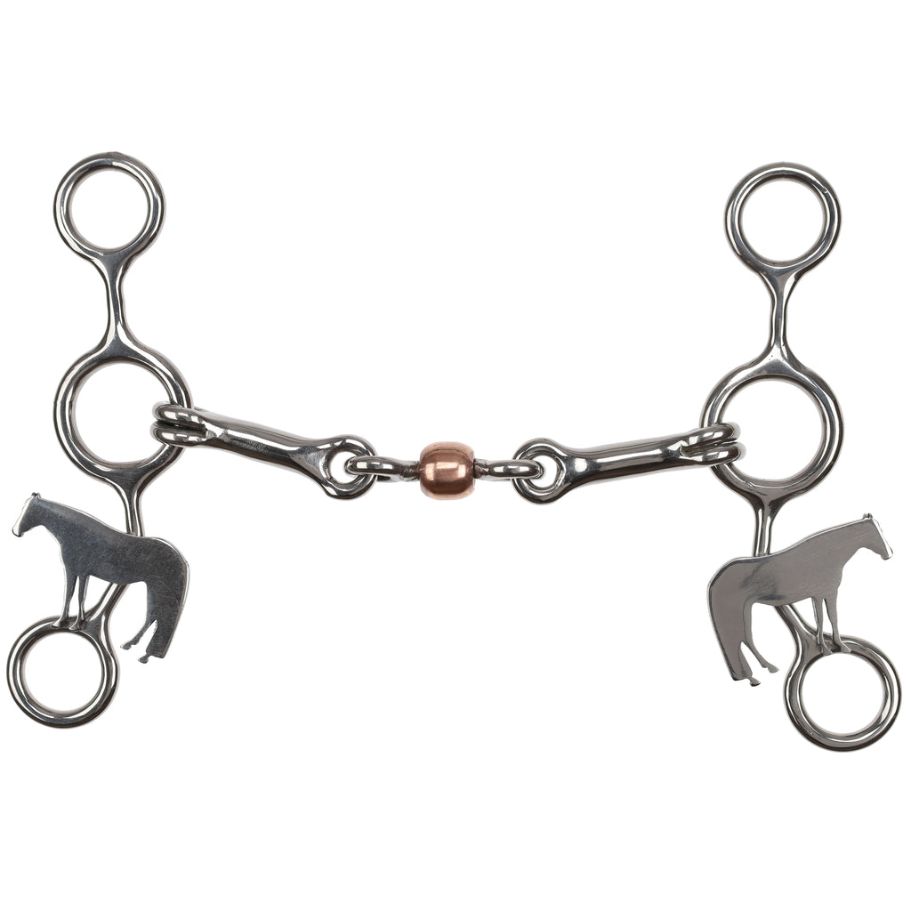 Stainless Steel JR Cowhorse Bit with Dog Bone and Copper Roller-MAJESTIC HORSE-FREE SHIPPING