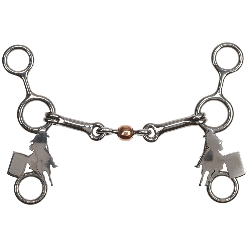 Stainless Steel JR Cowhorse Bit with Dog Bone and Copper Roller-FAST TURNS-FREE SHIPPING
