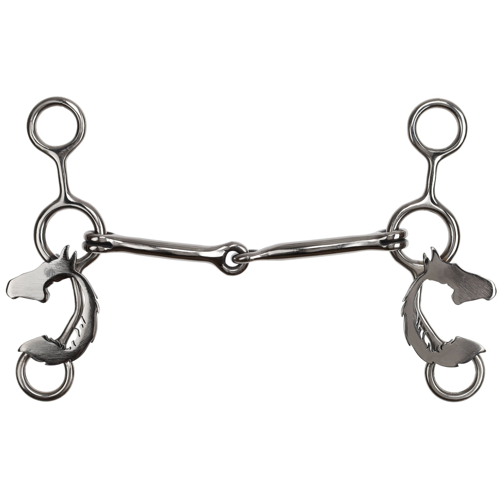 Stainless Steel JR Cowhorse Bit with Smooth Snaffle-IRON HORSE-FREE SHIPPING