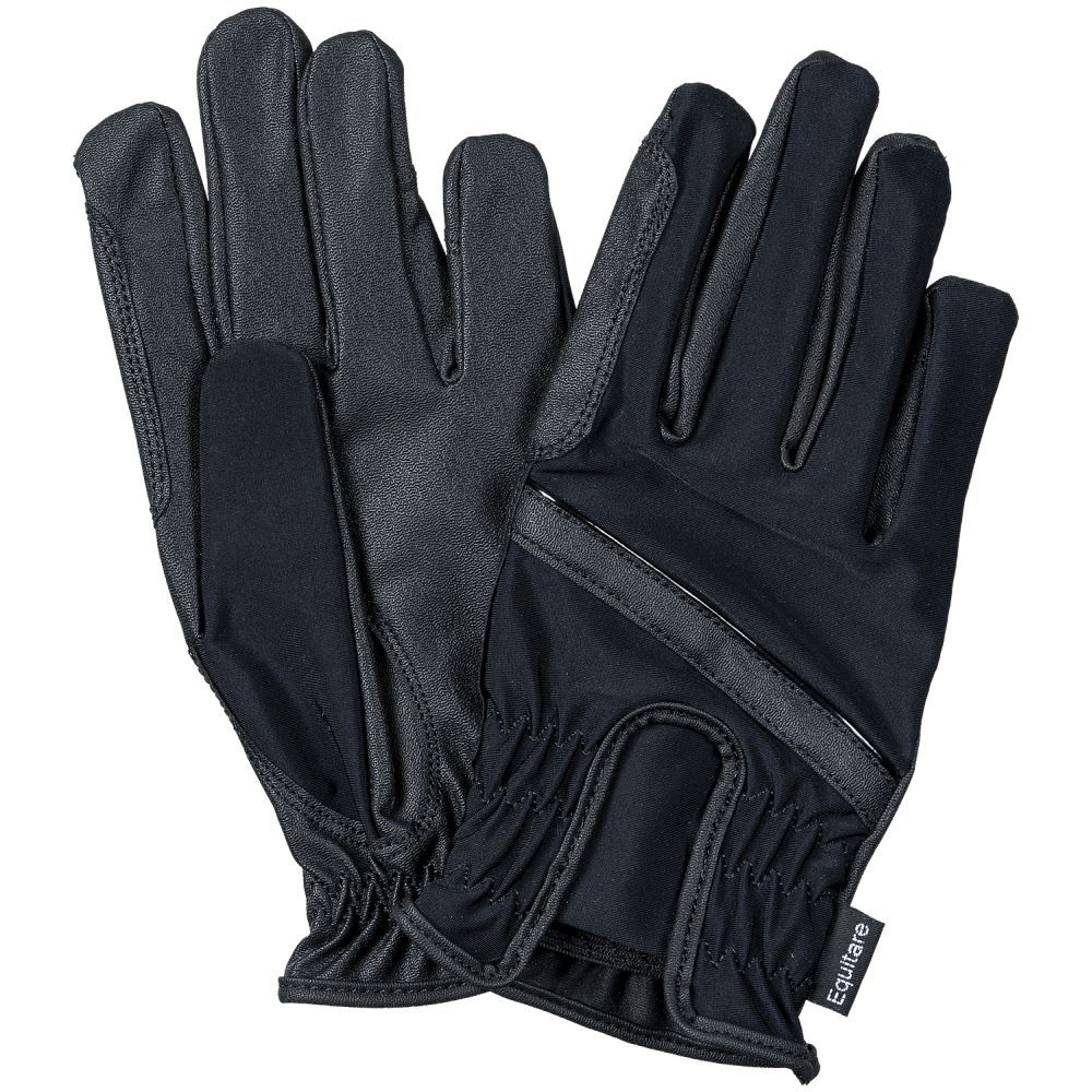 EQUITARE COMFORT GRIP RIDING GLOVES-BLACK-FREE SHIPPING