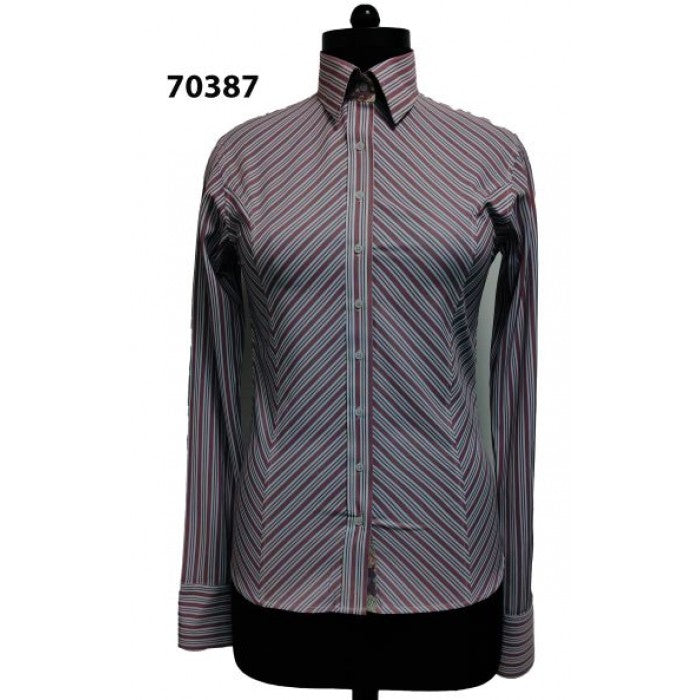 2025 Taupe Ladies Stripes Shirt-FREE SHIPPING