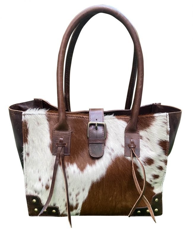 Klassy Cowgirl Brown & White Hair on Cowhide Shoulder Bag-FREE SHIPPING