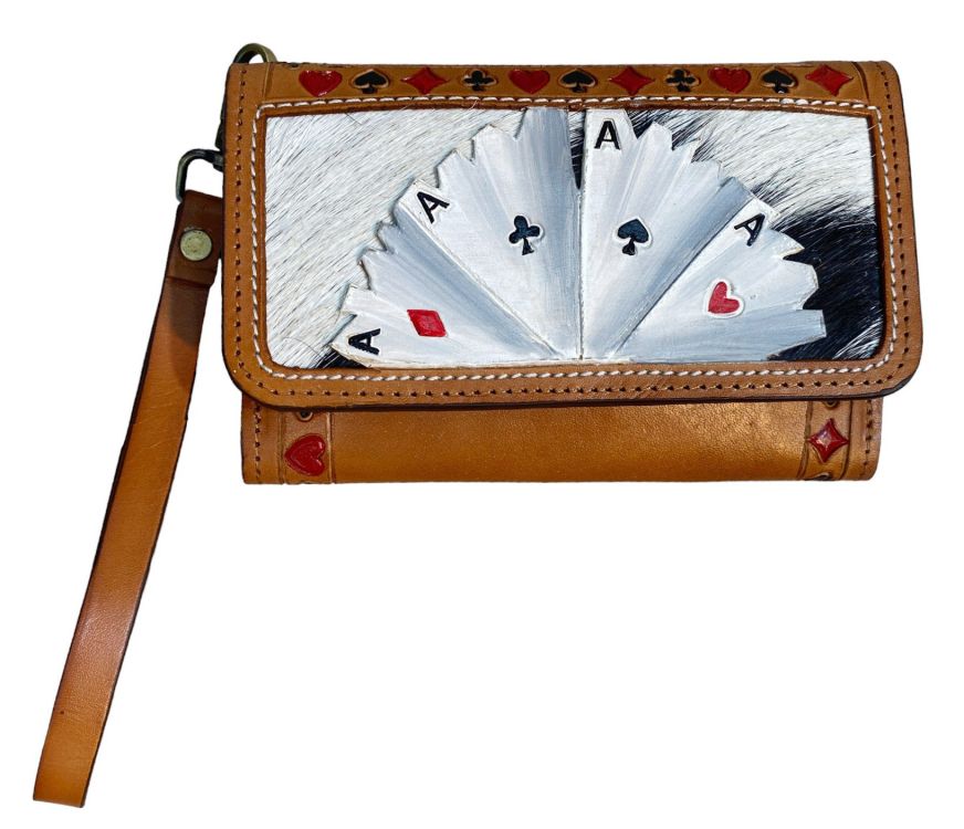 Klassy Cowgirl Leather Clutch Phone Wallet - 'Four of a Kind'-FREE SHIPPING