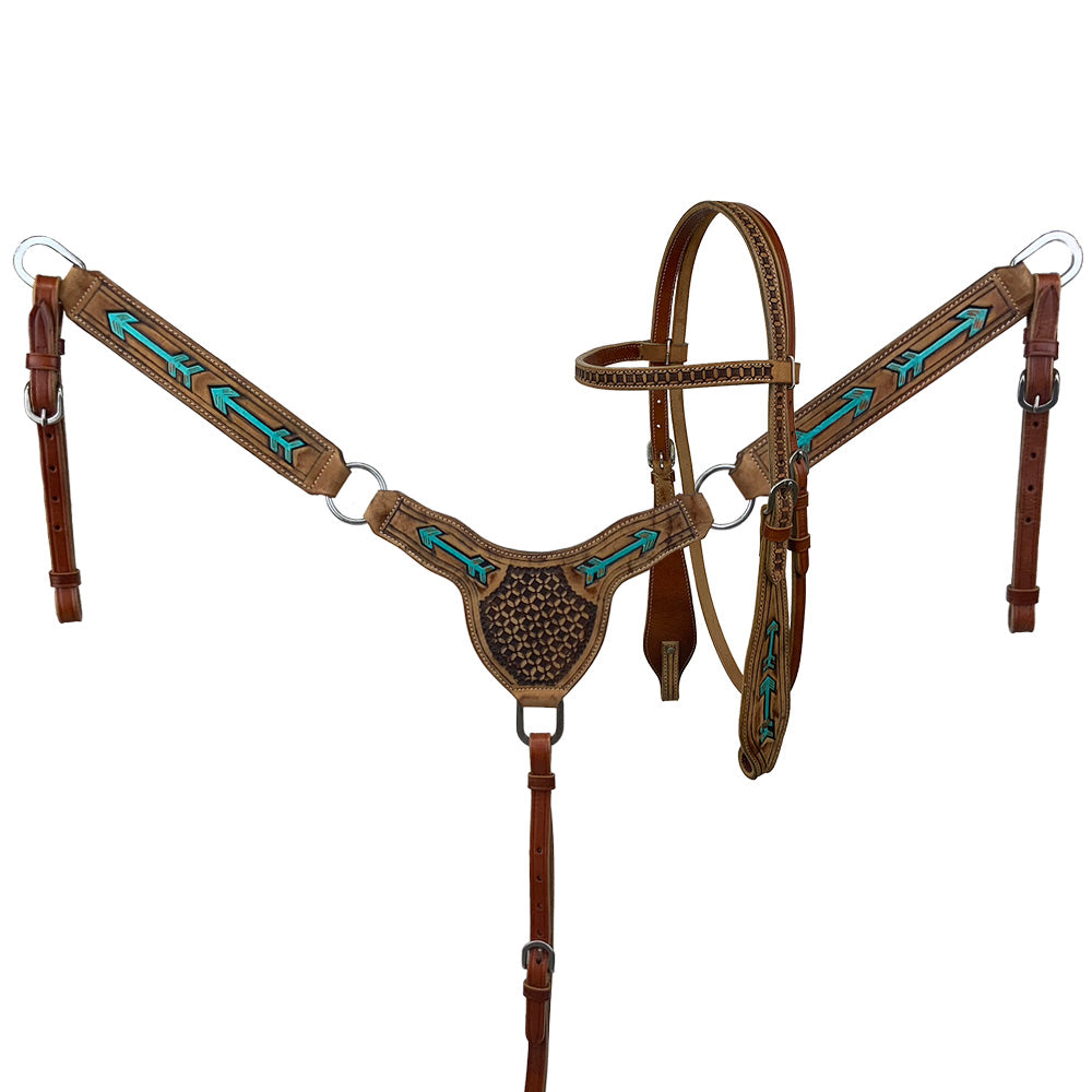 Teal Arrows Browband Headstall and Breastcollar Set-FREE SHIPPING