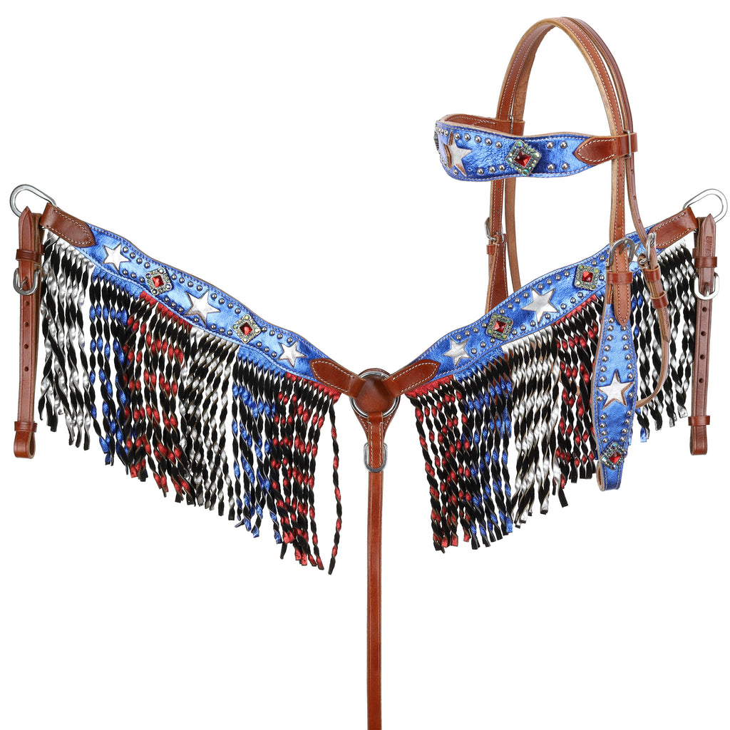 Browband Headstall and Breastcollar Set- PATRIOTIC- FREE SHIPPING