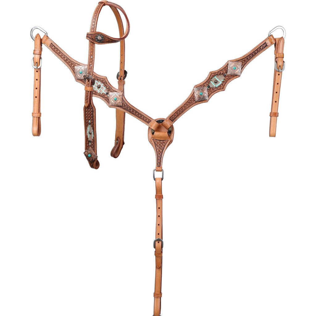 One Ear Headstall and Breastcollar Set- OUTLAW OASIS- FREE SHIPPING