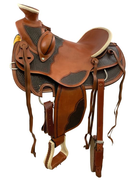 16” Wade Style Saddle with Basketweave Tooling-FREE SHIPPING