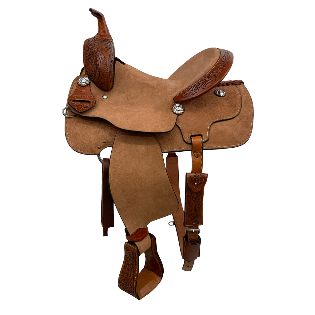 Roughout Barrel Style Saddle - 15 Inch-FREE SHIPPING