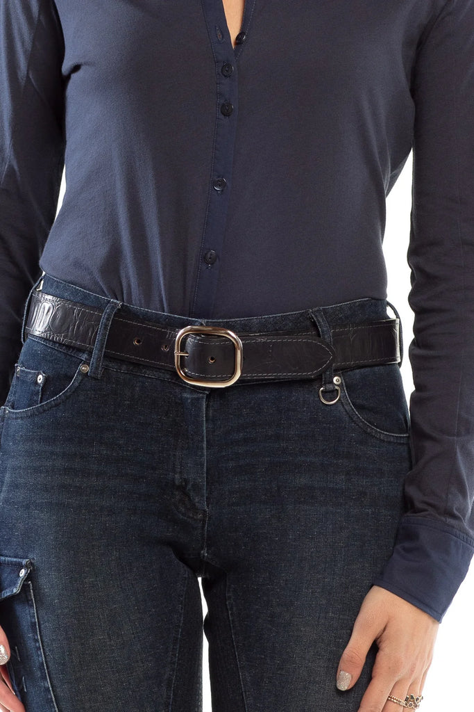 Equestrian Belt - Sapphire Croc- MADE IN THE USA- FREE SHIPPING