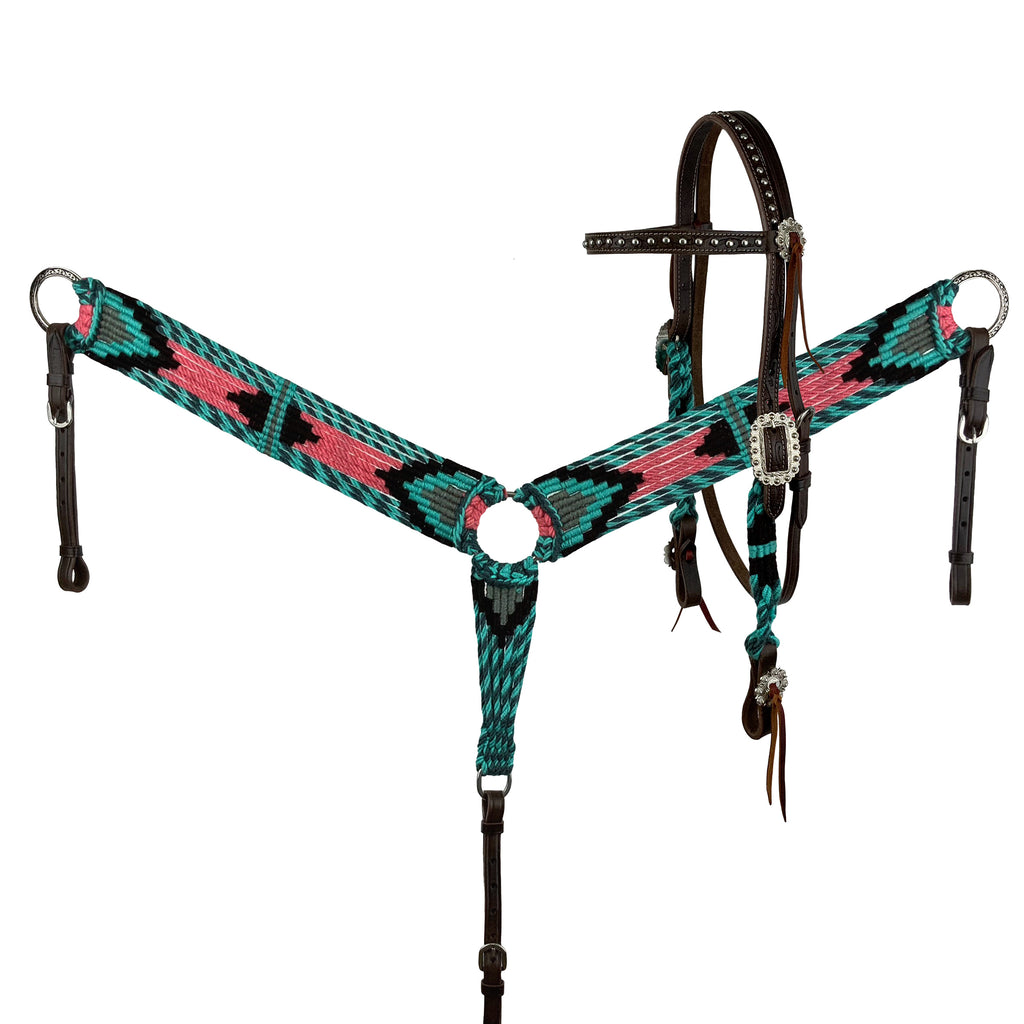 Sangria Corded Mohair Browband Headstall and Breastcollar Set-FREE SHIPPING