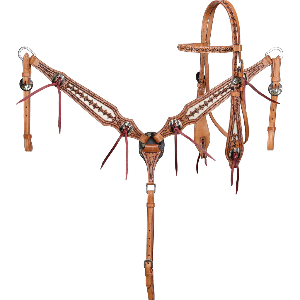 Browband Headstall and Breastcollar Set-LEATHER COWCAMP- FREE SHIPPING