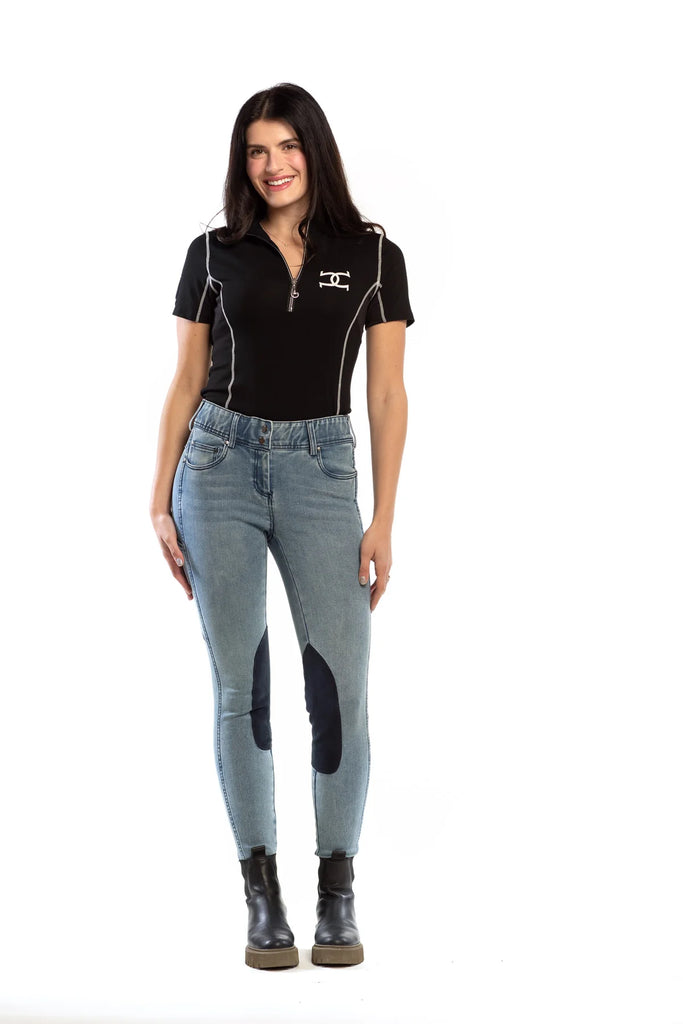 NEW Equestrian Jean - Knee Patch with Cell Phone Pocket - Faded Blue- FREE SHIPPING