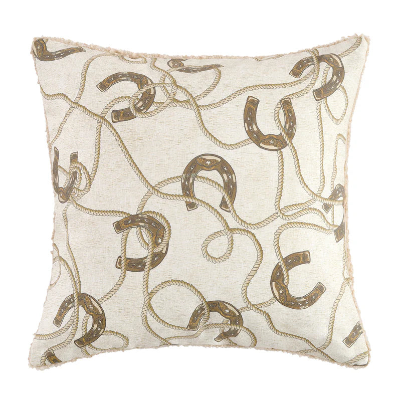 Pierre Equestrian Cotton Sateen Teddy-Backed Pillow- FREE SHIPPING