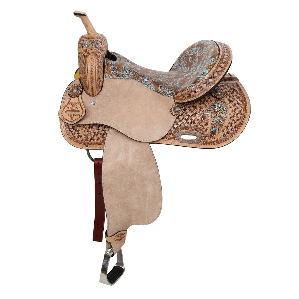 Feathered Horizon Barrel Style Saddle - 15 Inch- FREE SHIPPING