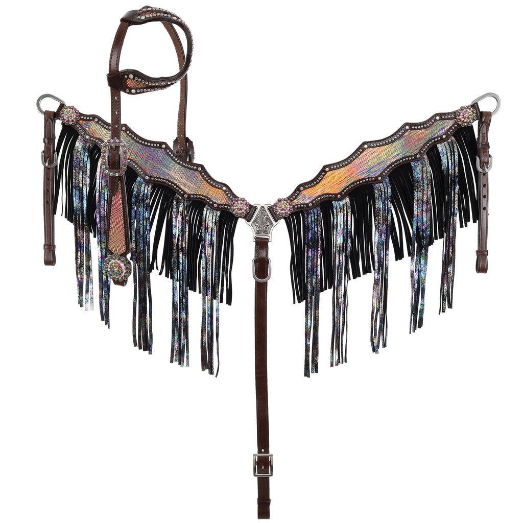 One Ear Headstall and Breastcollar Set- GLITTERED GLOW-LIMITED EDITION- FREE SHIPPING
