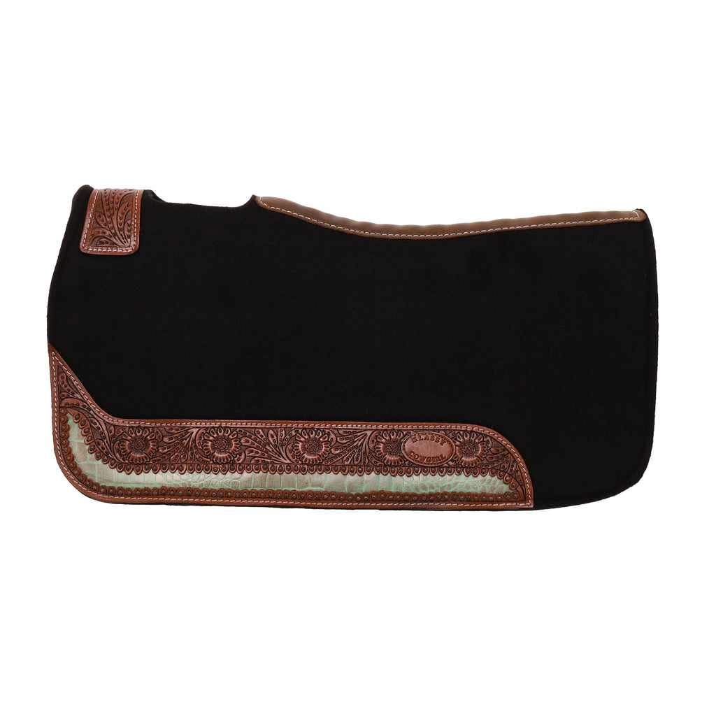 Klassy Cowgirl 28" x 30" Teal Bayou Black Felt Saddle Pad- FREE SHIPPING