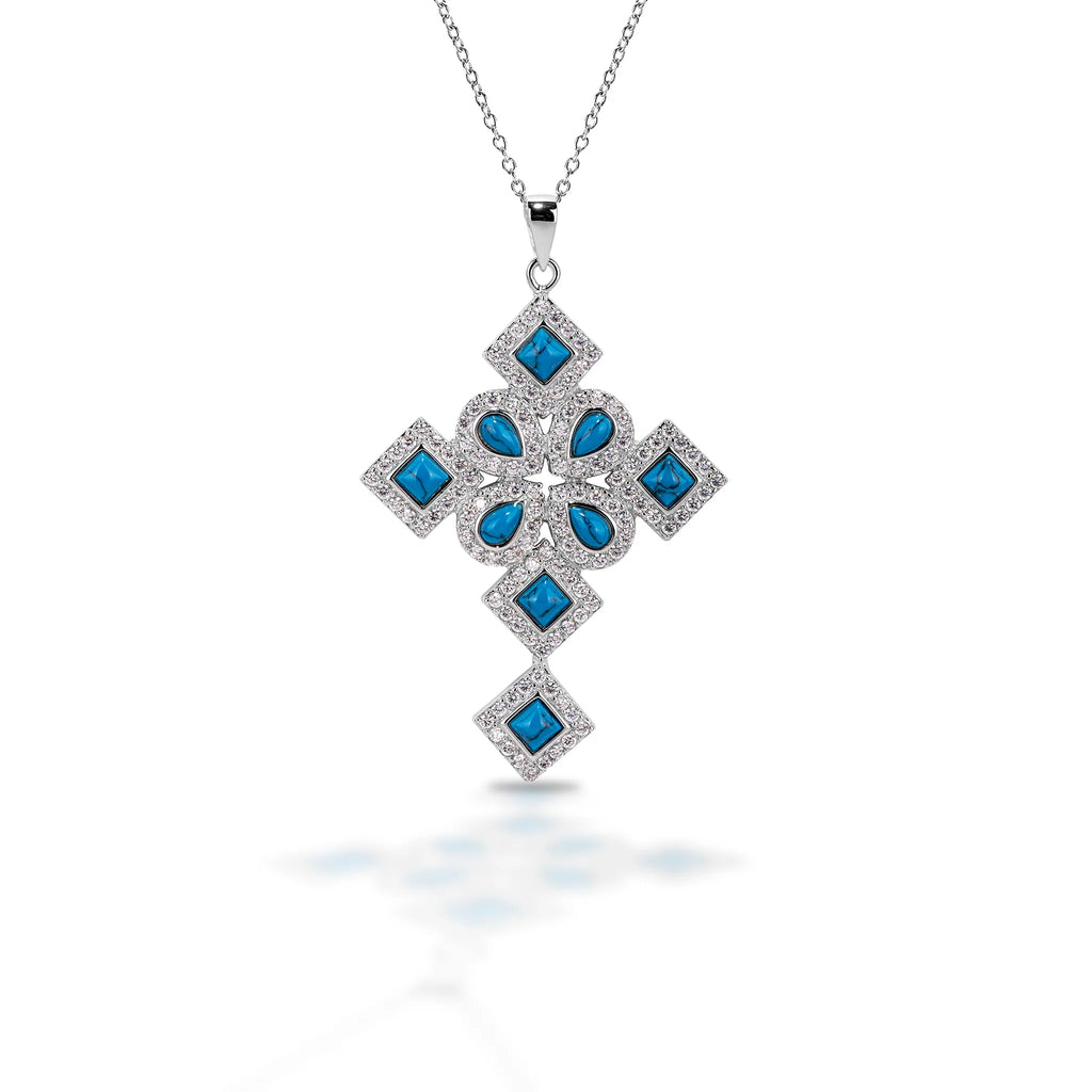 Blue Multiple Shape Cross Necklace- FREE SHIPPING