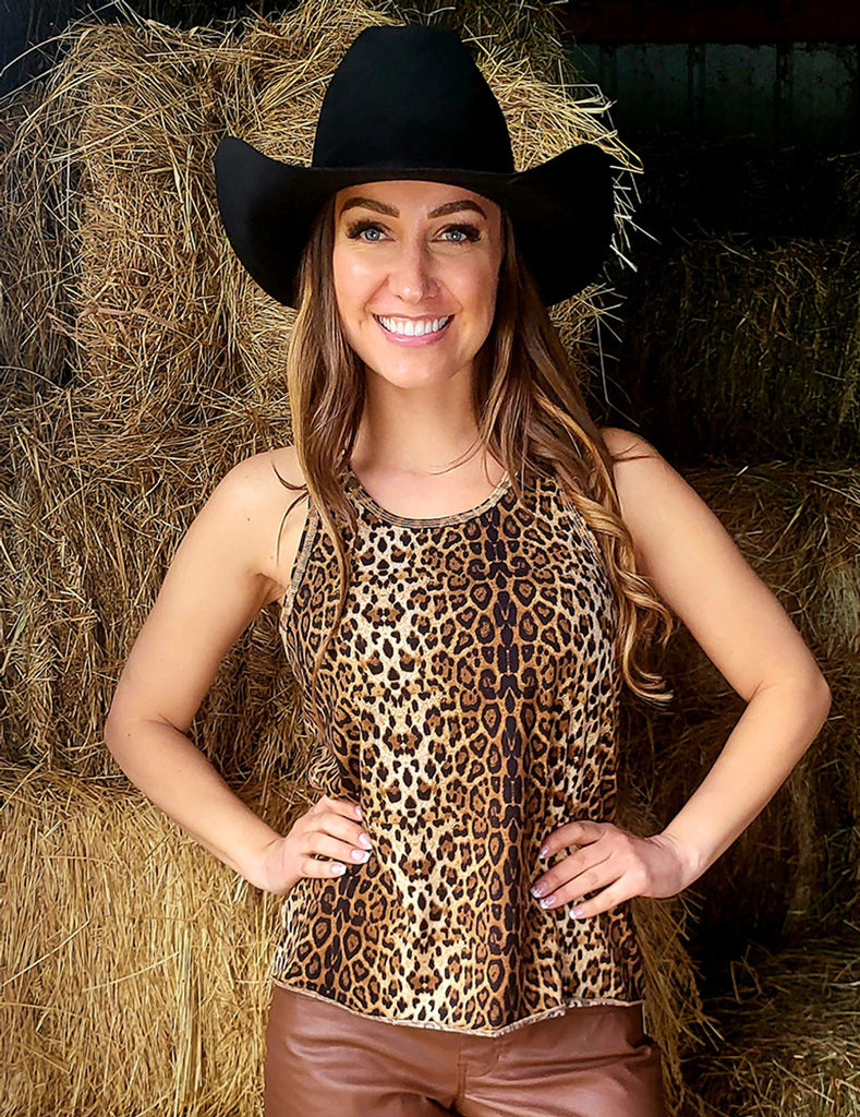 Ladies Western Shirt- FLOWY TANK TOP- LEOPARD-FREE SHIPPING