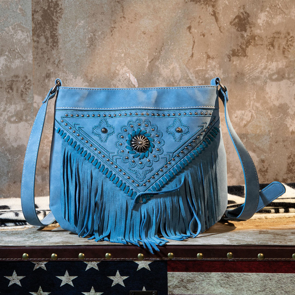 Montana West Concho Collection Concealed Carry Crossbody Bag - Jean-FREE SHIPPING