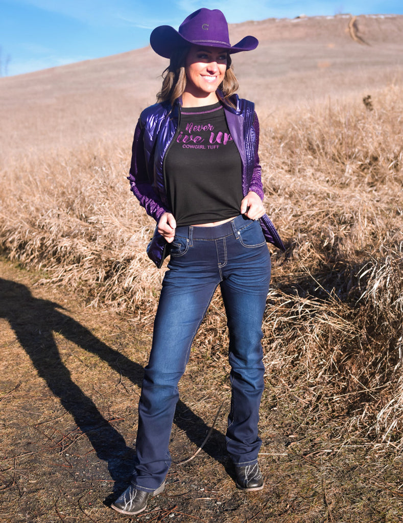 Brand New Style-Women's Cowgirl Tuff Company Pull-On Dark DMFI Jeans- FREE SHIPPING