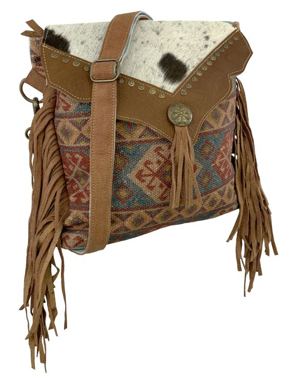 Klassy Cowgirl  Terracotta Tribal Upcycled Crossbody Messenger Bag-FREE SHIPPING