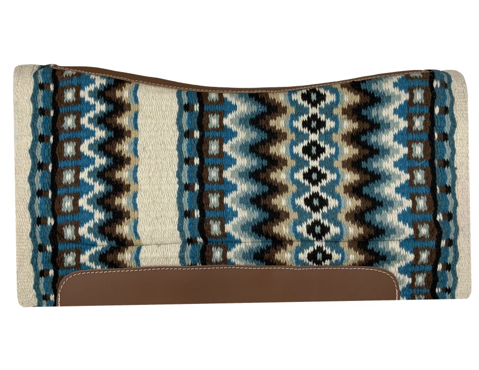 36” X 34” Wool Top Contoured Memory Felt Bottom Saddle Pad – Southwest Beige-TURQUOISE-FREE SHIPPING