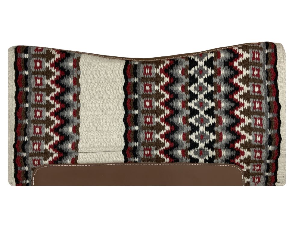 36” X 34” Wool Top Contoured Memory Felt Bottom Saddle Pad – Southwest Beige-RED-FREE SHIPPING
