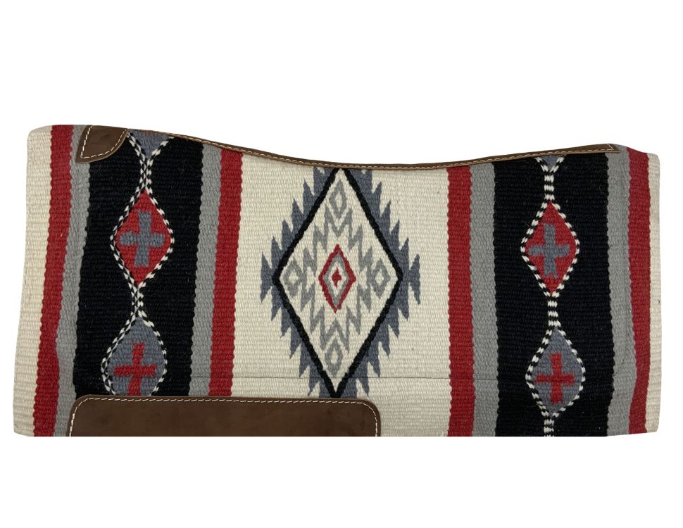 36” X 34” Wool Top Contoured Memory Felt Bottom Saddle Pad – Navajo Diamond-RED-FREE SHIPPING