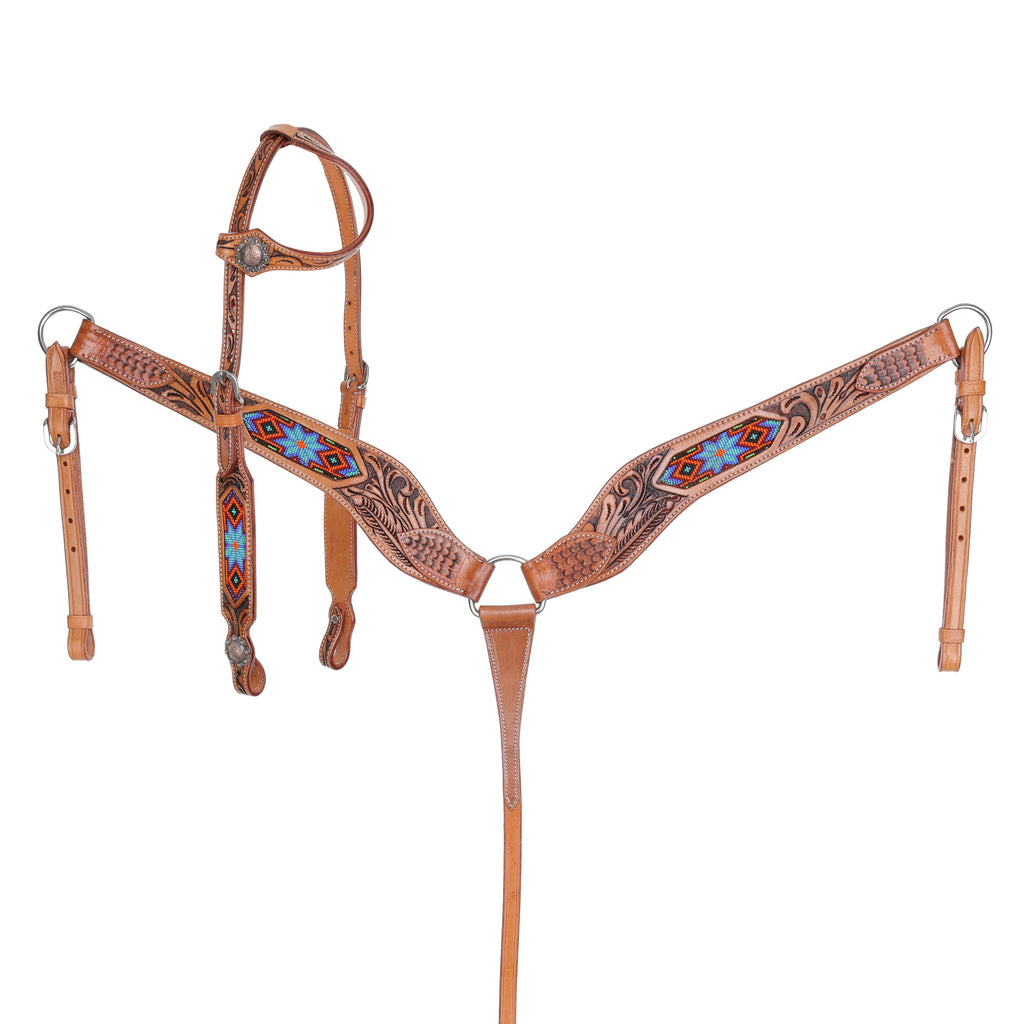Beaded One Ear Headstall and Breastcollar Set- FREE SHIPPING