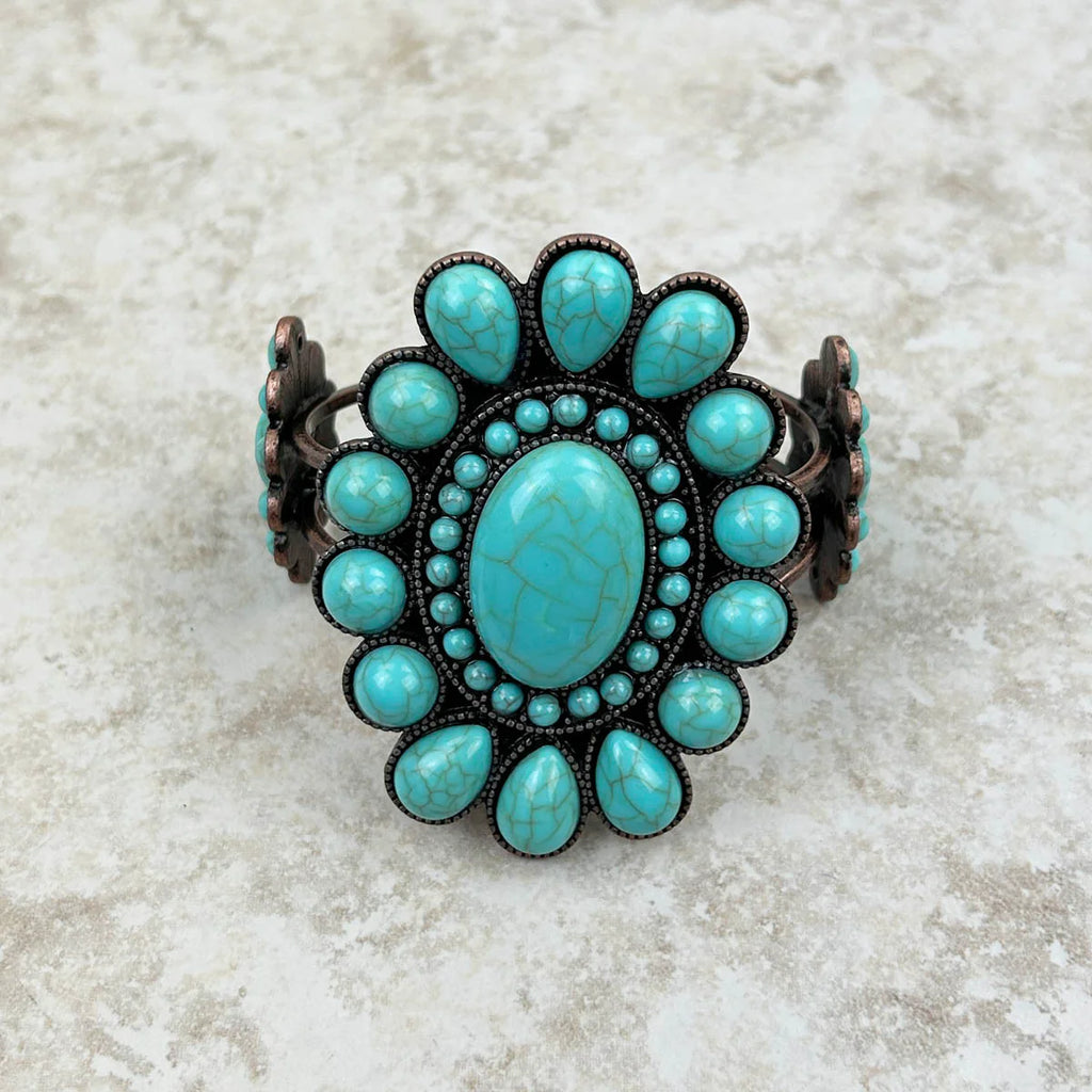 Natural Stone Concho Cuff Bracelet-MANY COLORS-FREE SHIPPING