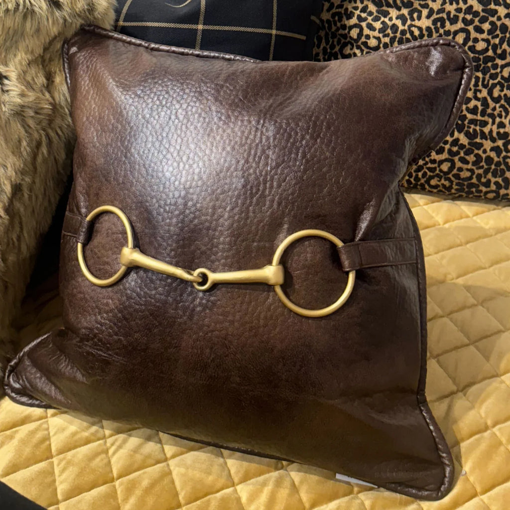 Snaffle Bit Brown Leather Pillow- FREE SHIPPING