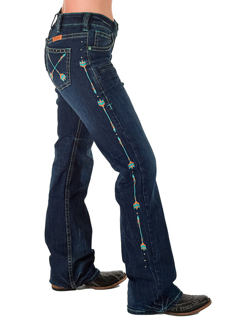 Women's Western Jeans- TURQUOISE ARROWS by COWGIRL TUFF COMPANY- FREE SHIPPING