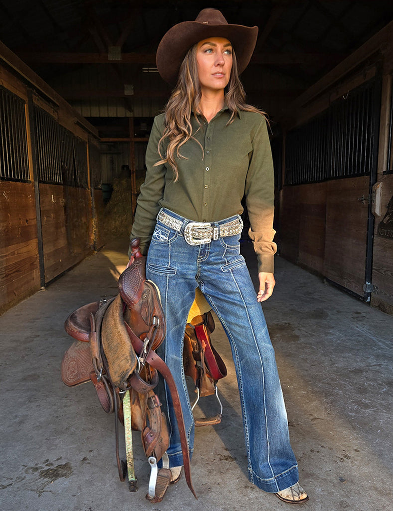 Women's Western Jeans- DFMI WIDE LEG TROUSER- FREE SHIPPING