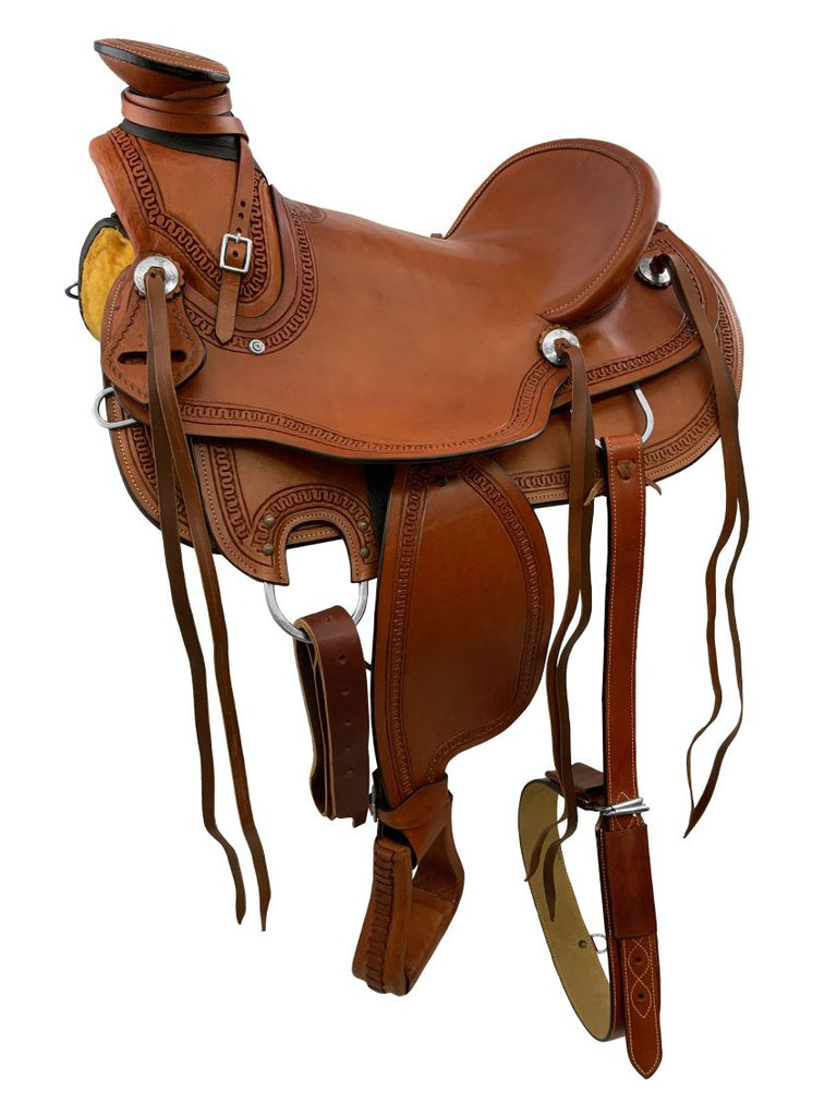 16” Wade Style Roping Saddle with Serpentine Border-FREE SHIPPING