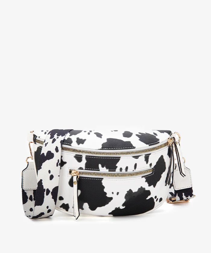 Montana West Zippered Cow Print Belt Bag-FREE SHIPPING