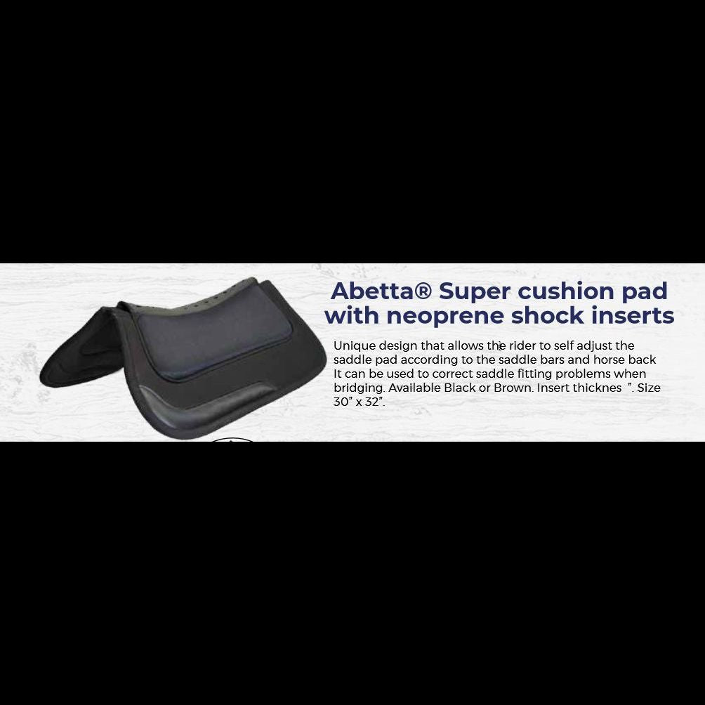 Abetta Super Cushion  Saddle Pad With Neoprene Shock Inserts - BLACK OR BROWN- FREE SHIPPING