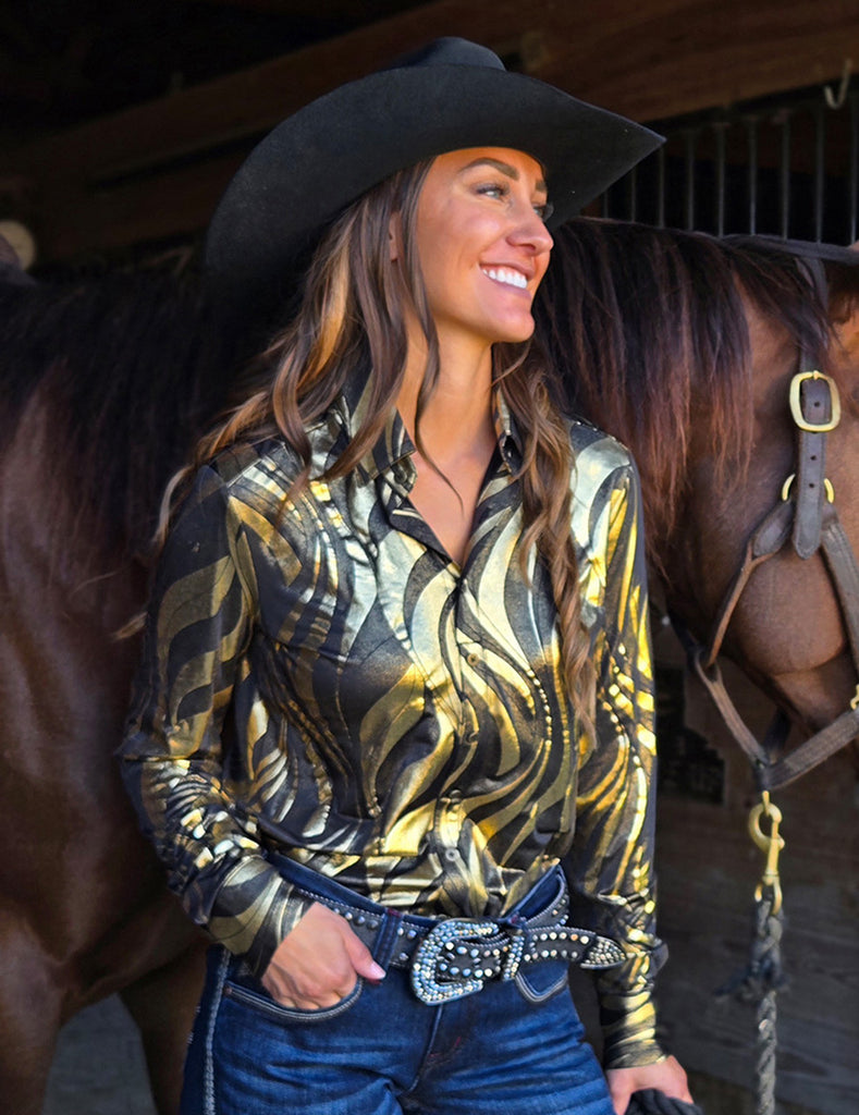Ladies Western Shirt- CHARCOAL FOIL- FREE SHIPPING