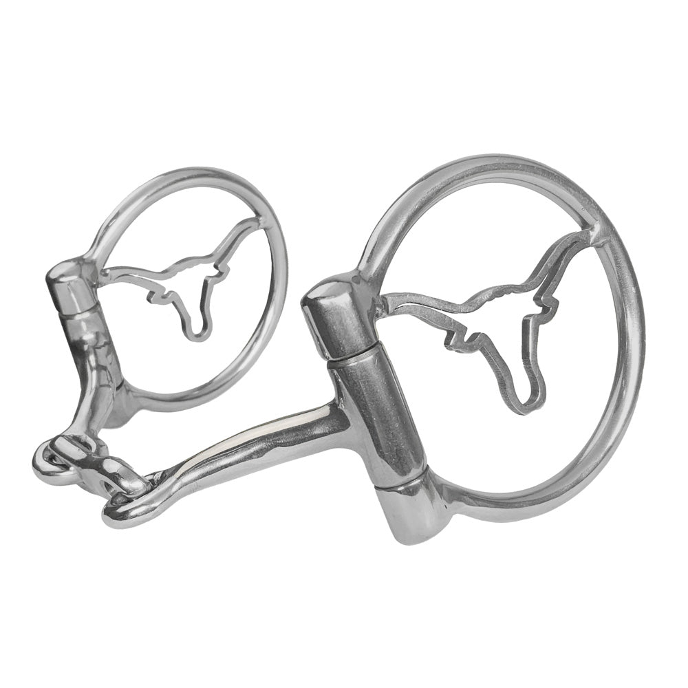 Stainless Steel D-Ring Dogbone Snaffle Bit (LONGHORN)- FREE SHIPPING